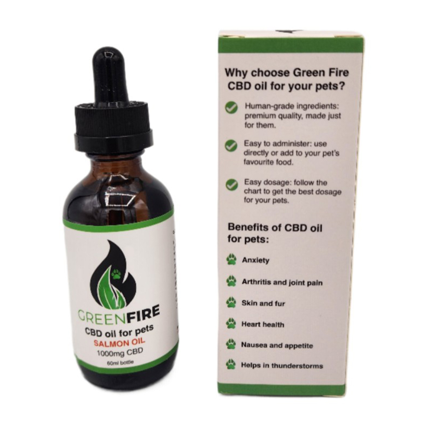 Green Fire CBD Oil for pets. Salmon Flavoured