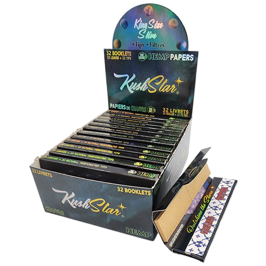 Kush Star King Size Slim Tips & Hemp Papers